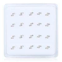 20pcs shiny crystal nose studs copper plated sterling silver nose piercing body jewelry for women men accessories new wholesale
