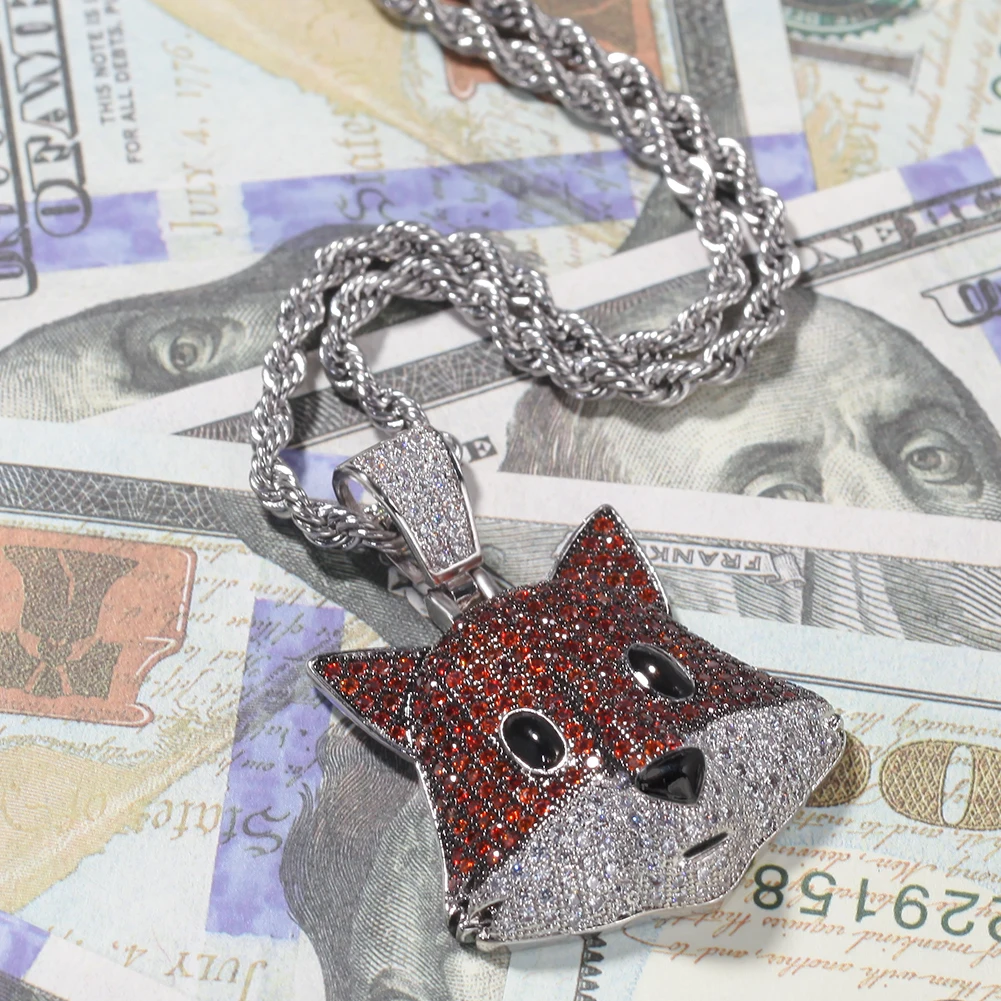 UWIN лиса Полный CZ кулон милый Bling медный материал ожерелье цепь Модные ювелирные изделия Хип-хоп