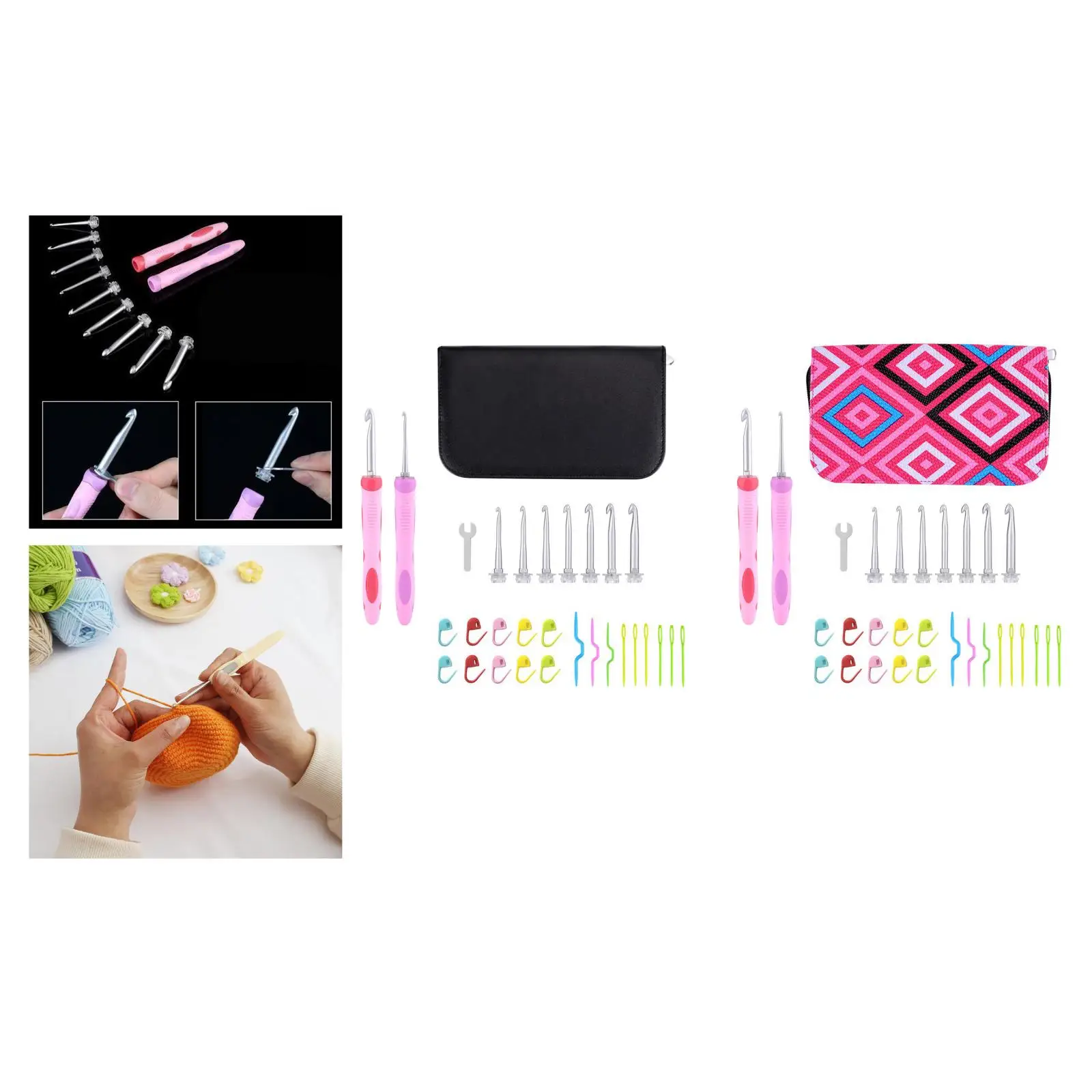 Сменные крючки 9 в 1 вязаные крючком с металлическими головками и силиконовой