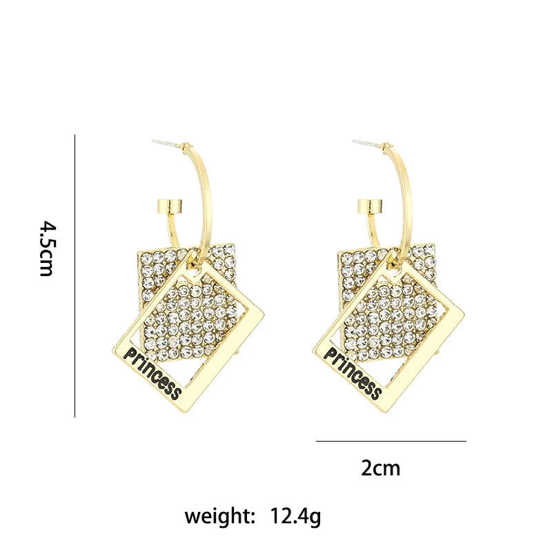 

Unusual Women's Earrings Fashion Trend Accessory Hanging Gothic Pin Korean Zircon Square Fashionable C-shape Stainless Steel New