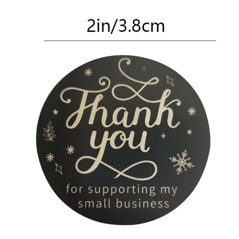 

500Pcs/roll Thank You Stickers Labels Seals Thank You for Supporting My Small Business Stickers Roll Round Black Labels 3.8cm