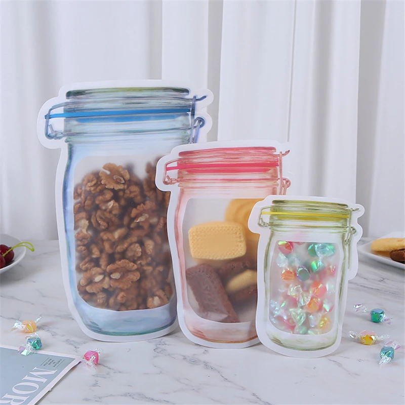12 штук мешки на молнии Mason Jar Многоразовые Пакеты для хранения закусок JZ001 | Дом и