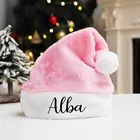 Шляпа Санта-Клауса для взрослых, реквизит для рождественской шляпы, розовая шляпа с именем под заказ, персонализированная шляпа, шапка Санта-Клауса, Рождественская вечеринка, шапка для рождественской вечеринки