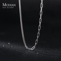 modian asymmetry fashion chain necklace 100 925 sterling silver simple necklaces for women girls jewelry accessories colliers