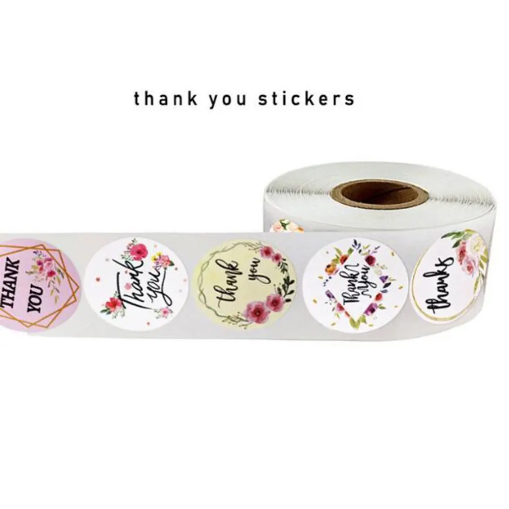 

Thank You Flower Stickers Gift Copper Plate Self-Adhesive Material Round Wedding Decoration Stickers 2 Inch