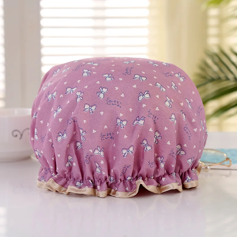 thick 1pcs waterproof bath hat double layer shower hair cover women supplies shower caps bathroom accessories shower caps free global shipping