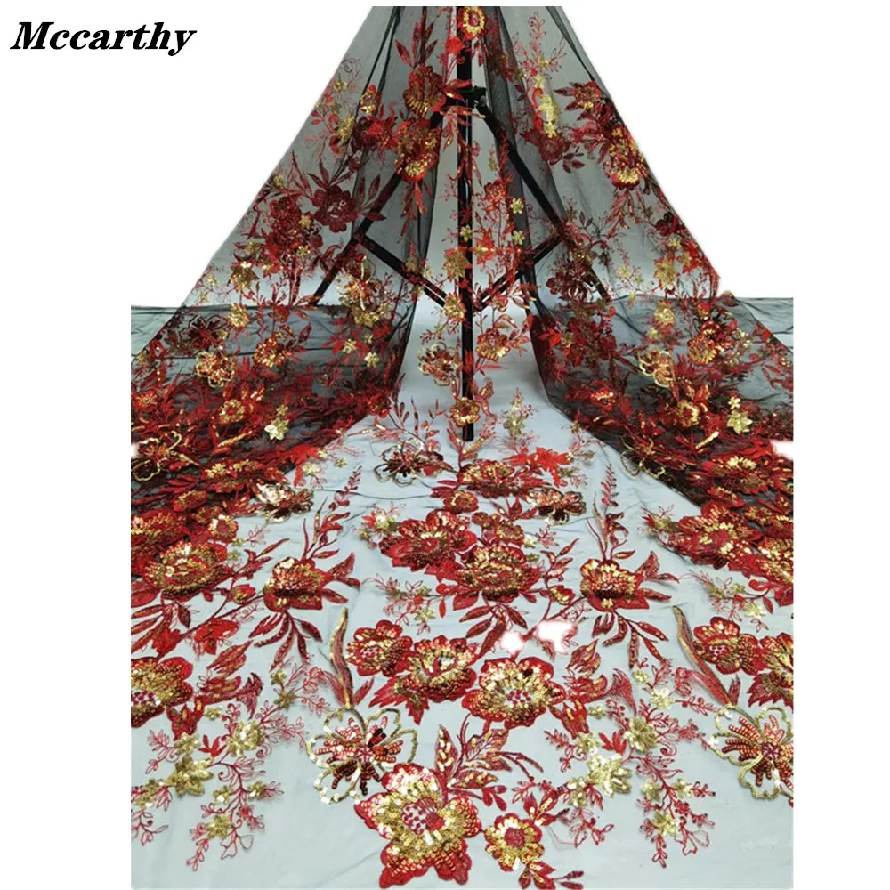 

Green African Lace Fabrics Sequins Lace Fabric High Quality Tulle French Embroidered Fabric For Wedding Party Dresses