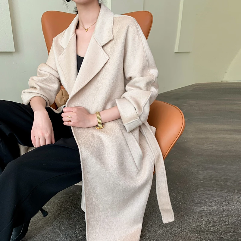 Новинка Осень зима 2020 модное шерстяное пальто женское длинное утепленная ткань в