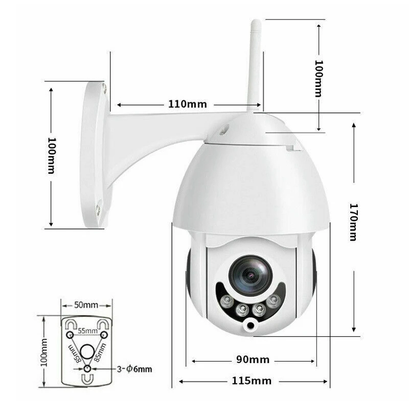 

IP66 Outdoor 1080P WIFI IP Camera Wireless CCTV HD PTZ Home Security IR Cam-UK Plug