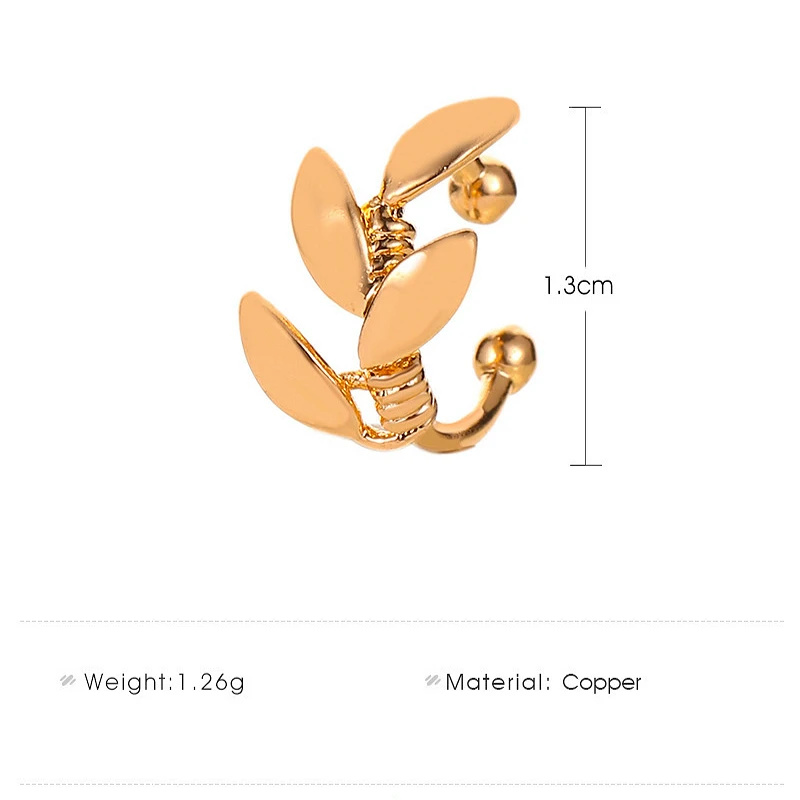 

Trendy Leaf Ear Clips Earrings 2020 Fashion Design Jewelry For Women Fake Piercing Gold Color Cuff Earrings Aesthetic Girls Gift