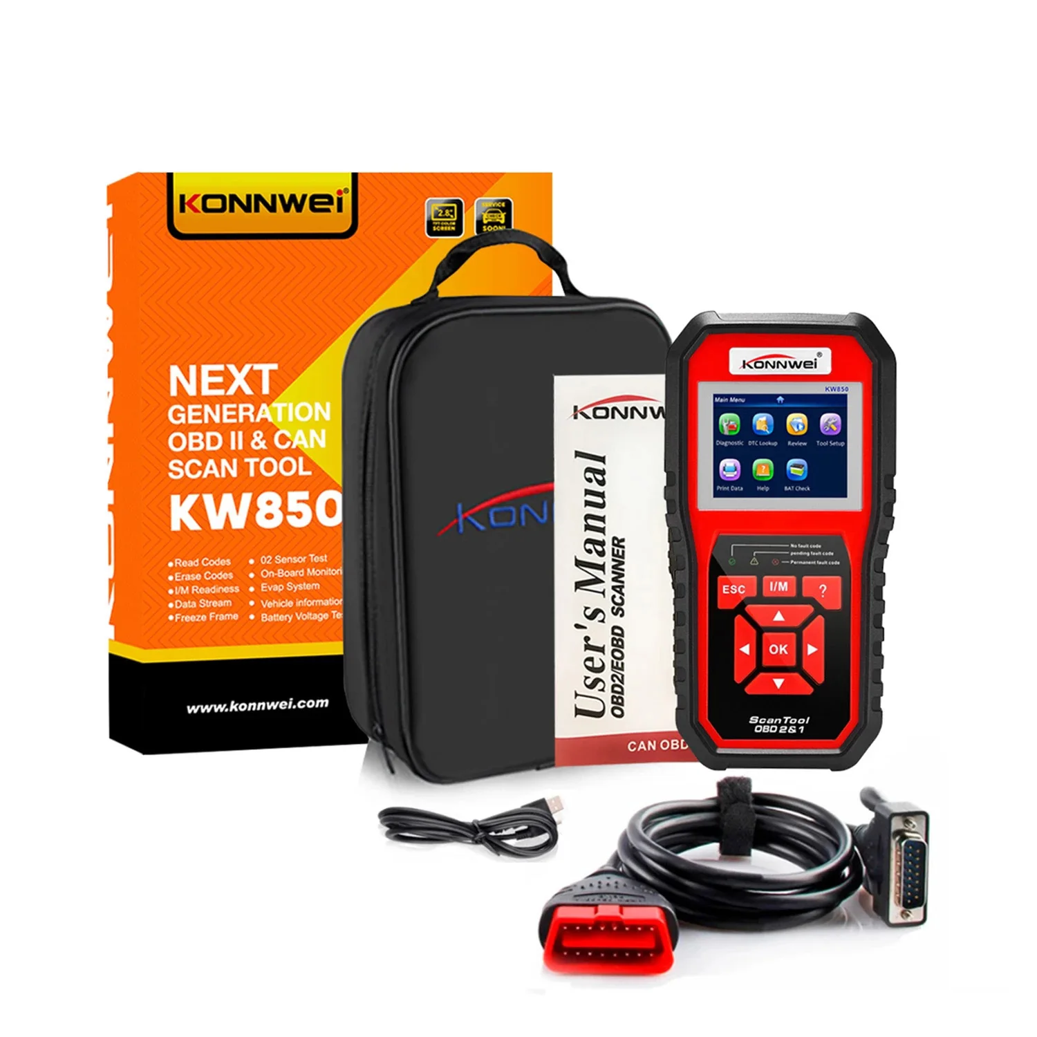 KONNWEI KW850 Obd2 Scanner Multi-languages Full OBD 2 Function Auto Diagnostic Tool Kw 850 Works Powerful And Free Shipping