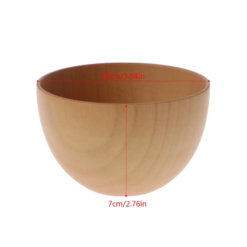 

1Pc Natural Wooden Bowl For Serving Rice Soup Round Wood Salad Dishes Handmade