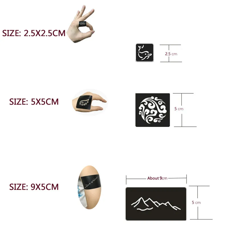 6 стилей боди-арт Татуировка трафарет под краску временная татуировка хной Stencil