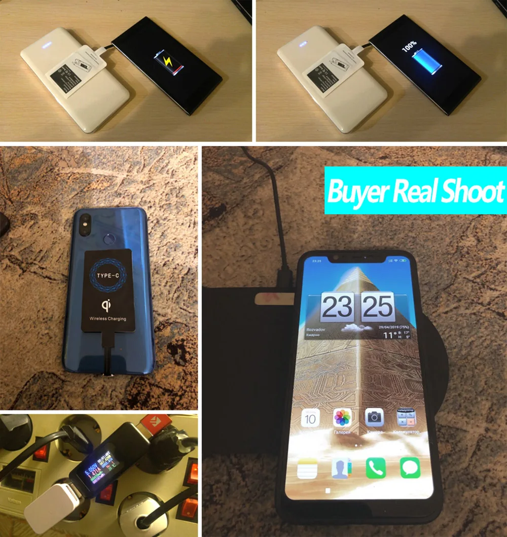 FDGAO Qi Беспроводное зарядное устройство приемник Pad катушка для iPhone 5 5S SE 6 6S 7 Plus беспроводной зарядный адаптер коврик для Andriod type C