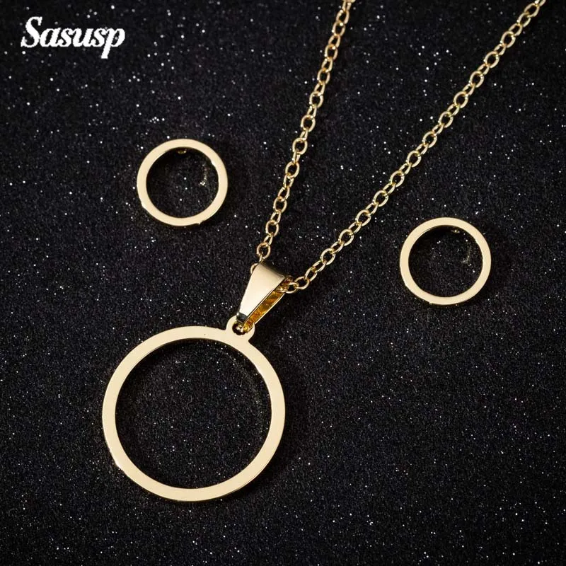 Sasusp классический минимализм Круг Ожерелье Золотая длинная цепь круглый ожерелье