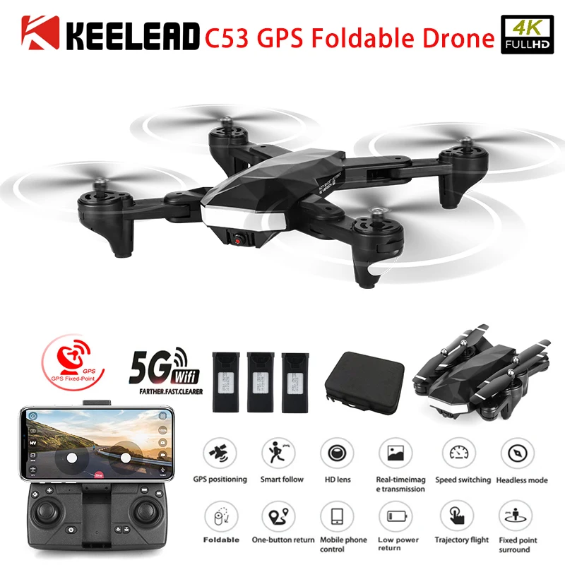 KEELEAD C53 gps Дрон 4K 5G wifi FPV двойная камера дроны профессиональный оптический поток