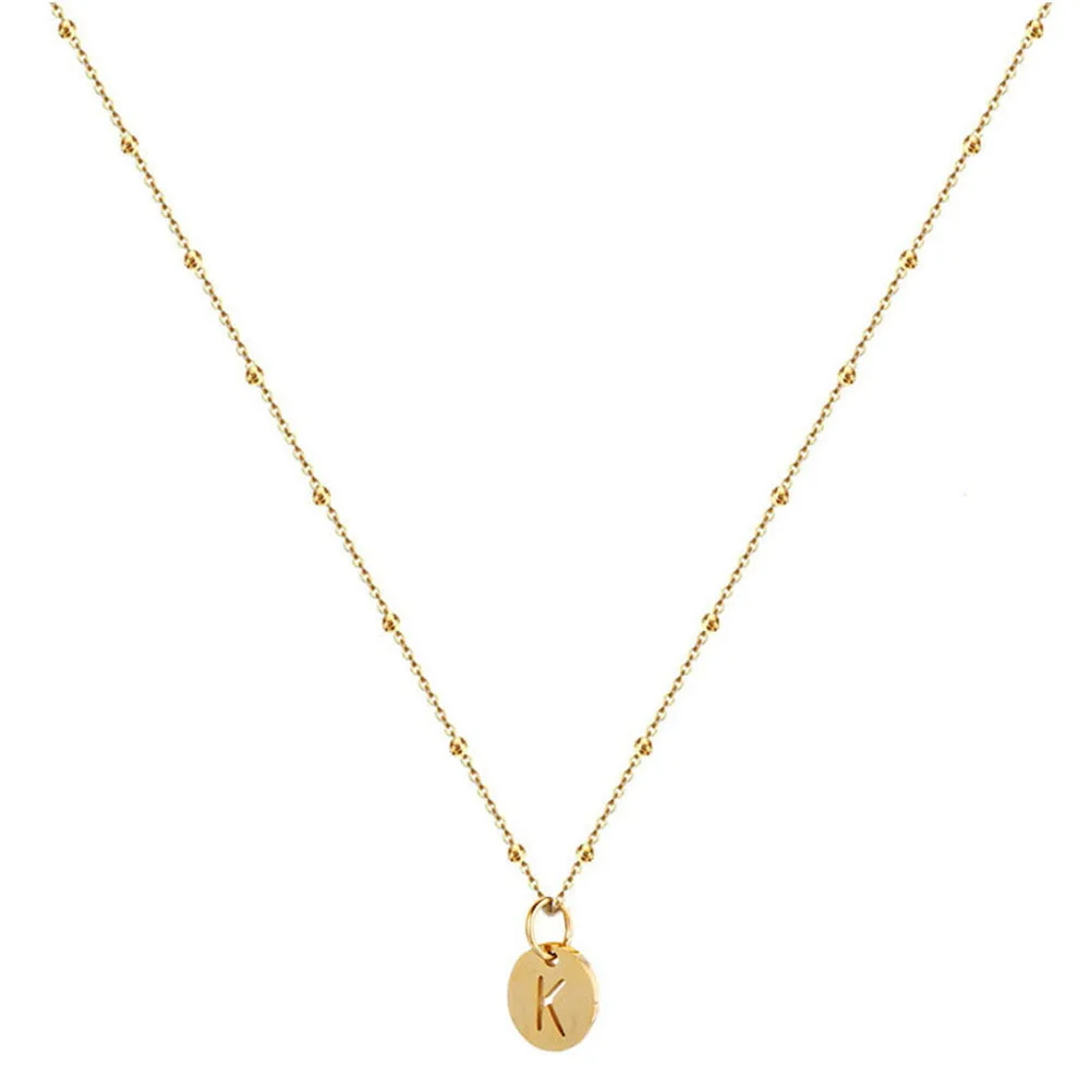 Ожерелье с подвеской инициалами женские из нержавеющей стали A Z цепочка бусинами