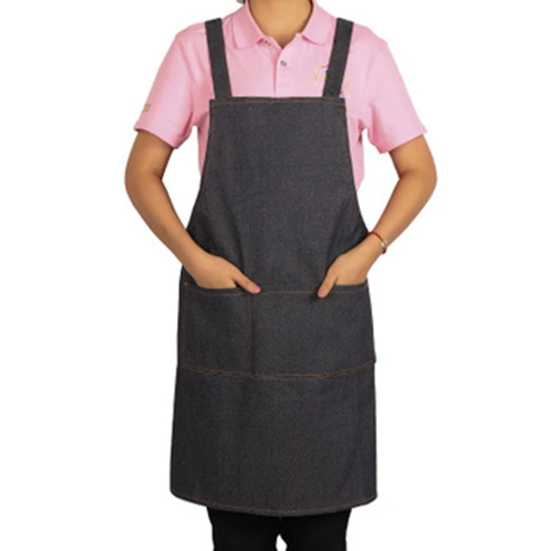 Модный Регулируемый Кухонный Фартук из денима для приготовления пищи и выпечки в