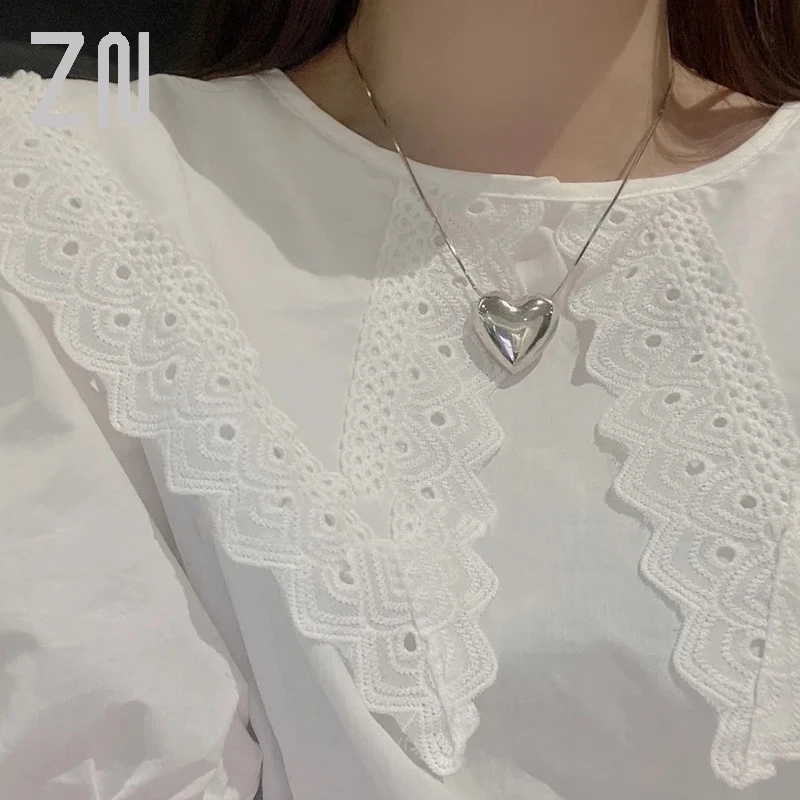 

ZN 2021 New Trendy Simple Necklaces for Women Creative Design Cute Glossy Love Heart Pendant Jewelry Fashion Ladies Gifts