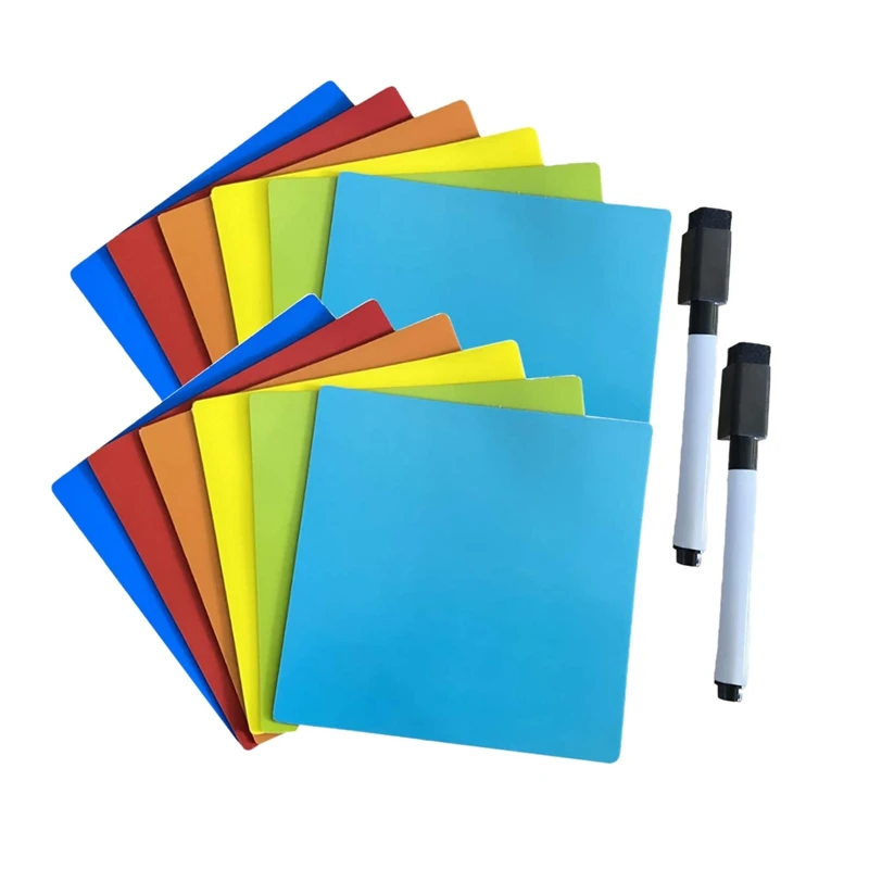 

Яркие Стикеры для сухой стирания, многоразовые наклейки для белой доски 4 х4 дюйма и 2 маркера с ластиком, 12 шт.