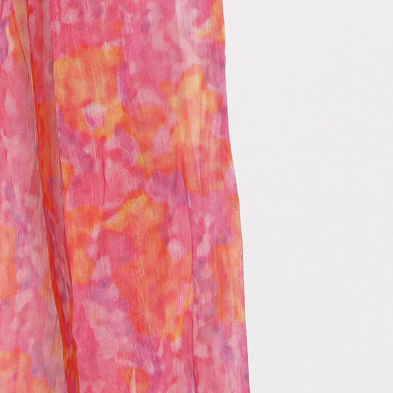 

ECRURANI Patchwork Hit Color Casual Dress For Women V Neck Sleeveless High Waist Ruffles Dresses Female Summer 2021 New Clothing