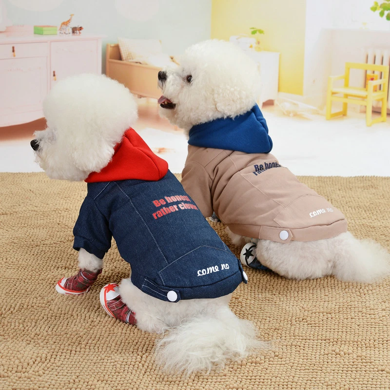 Джинсовая куртка для собак зимняя одежда пальто зимний костюм домашних животных