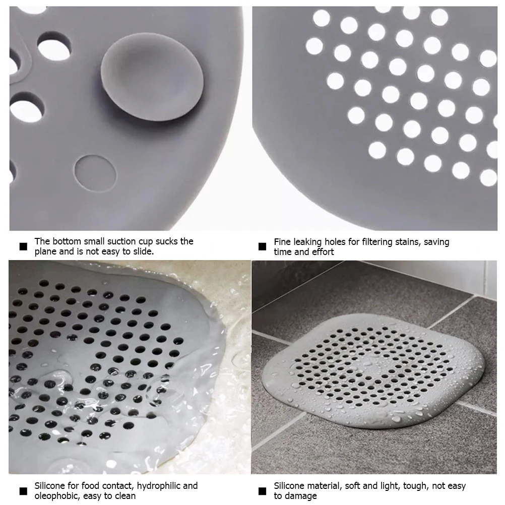 

3Pcs Sink Lids Silicone Drain Filter Non-slip Floor Drain Cover for Bathroom Kitchen