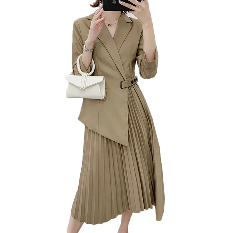 Женское Деловое платье элегантное облегающее плиссированное с воротником