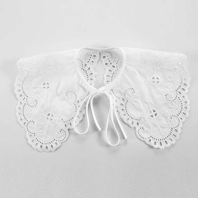 Linbaiway большой лацкан искусственный воротник для женщин Цветочная вышивка полые