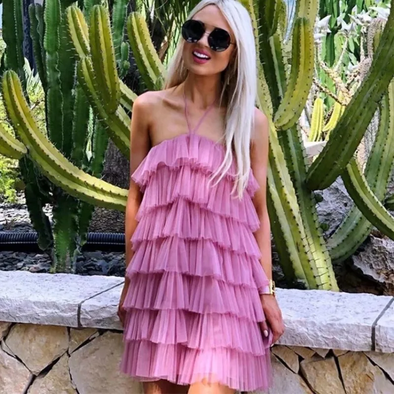 Летнее сексуальное Сетчатое мини платье без бретелек с бретельками на плечах