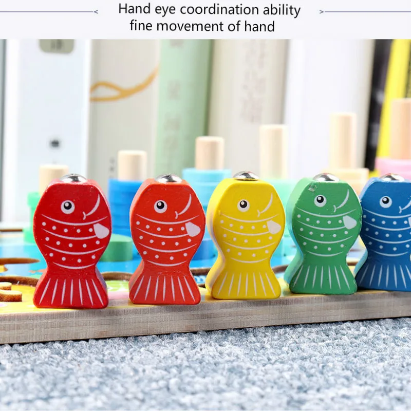 

Five-in-one Pair Number Board Children's Number Shape Magnetic Fishing Mathematical Operation Pairing Building Blocks Wooden Toy