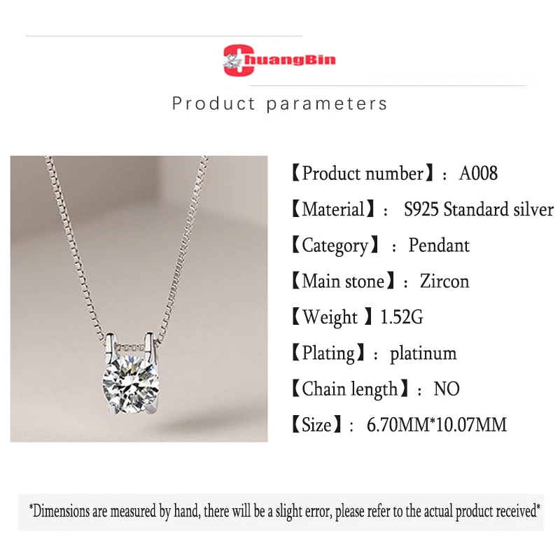 

Genuine S925 Sterling Silver Jewelry Female Korean Version Four claws pendant micro-set zircon fashion pendant silverware