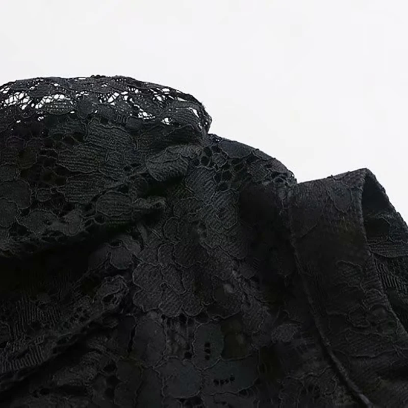 Женское элегантное кружевное мини-платье с длинным рукавом на молнии сзади