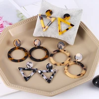 fashion leopard print acrylic earrings for women bohemian geometric statement round resin drop dangle earring party jewelry gift