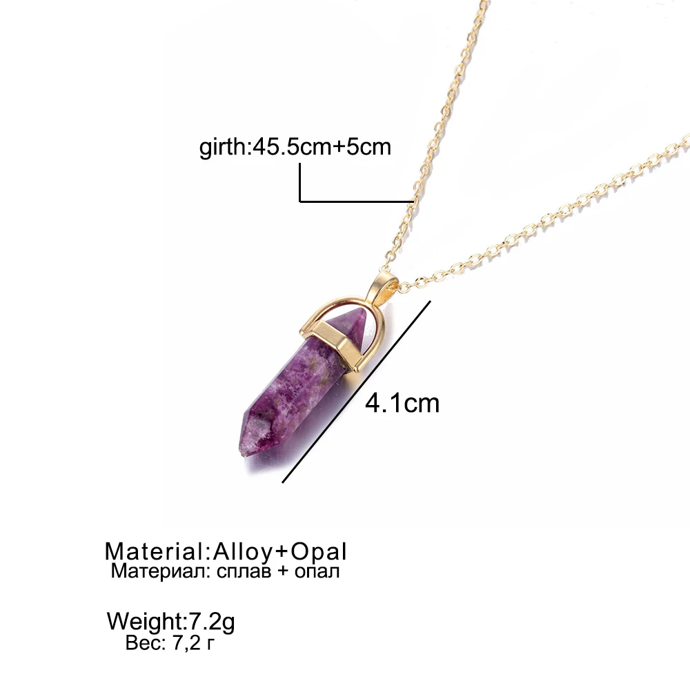 

2021 New Trend crystal pendant crystal necklace Bohemian Hexagonal column stone Pendant necklaces for women beads decoration