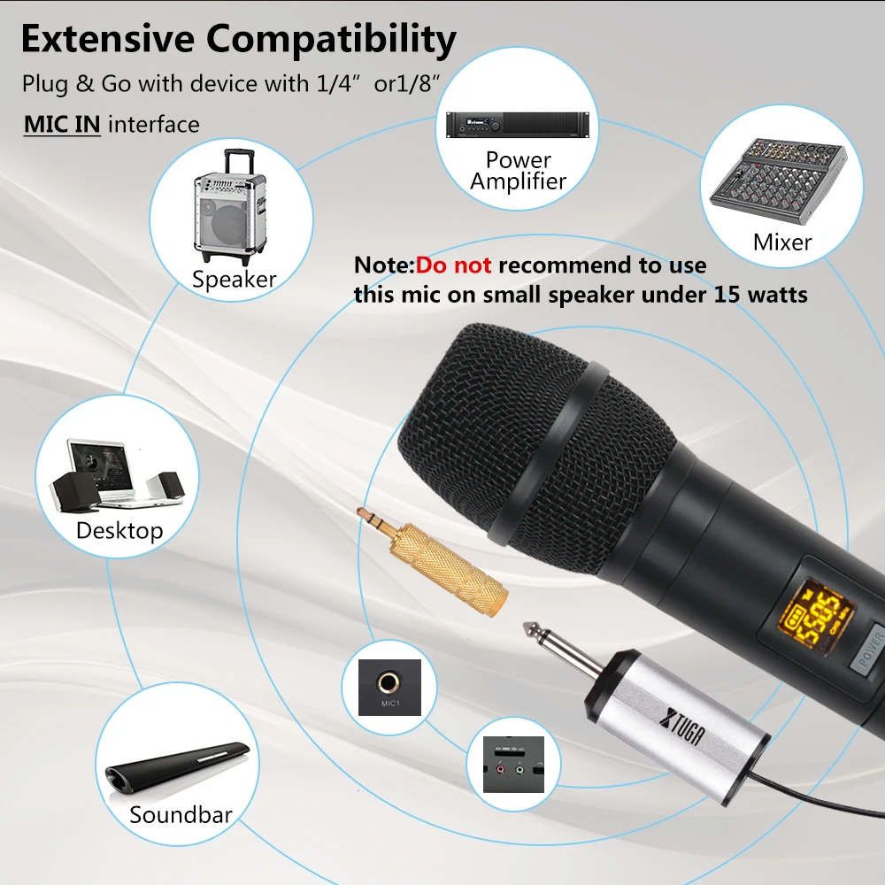 XTUGA UW 01 UHF Беспроводная микрофонная система ручной светодиодный микрофон динамик