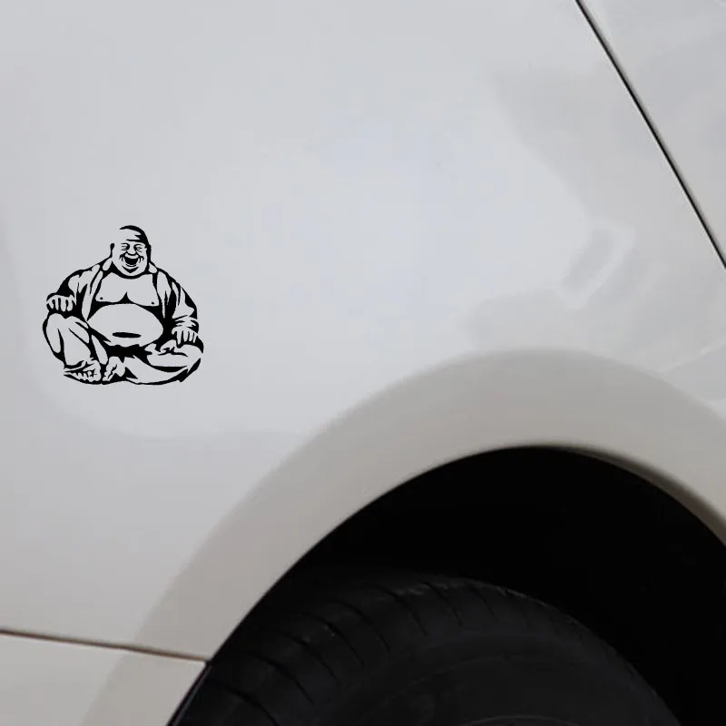 Volkrays Cartoon Car Sticker Laughing Buddha Buddhism Accessories reflective Vinyl Decal Black/Silver 15cm*16cm | Автомобили и