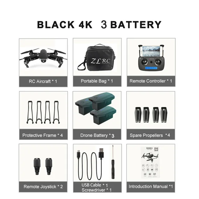 SG901 4K 3B bag SG907/SG901 gps Дрон с 4K HD двойной камерой Широкий угол 5G wifi FPV RC Квадрокоптер складной Дрон Профессиональный gps следуй за мной - Цвет: SG901 4K 3B bag