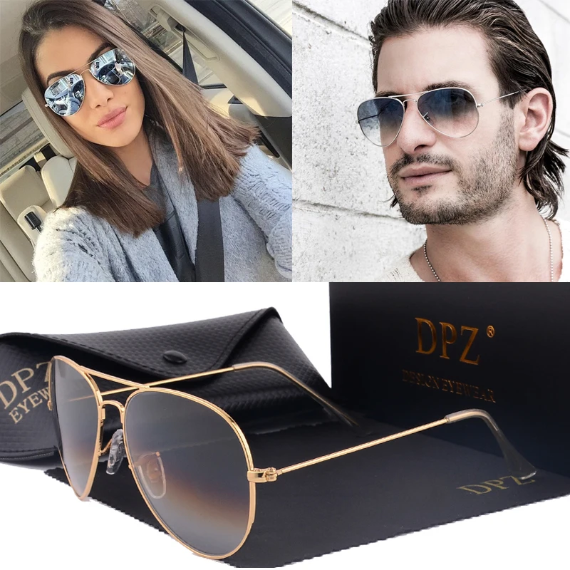 

2022 DPZ новые стеклянные линзы градиентные женские авиационные солнцезащитные очки для мужчин 58 мм 3025 зеркальные G15 Gafas Популярные брендовые с...