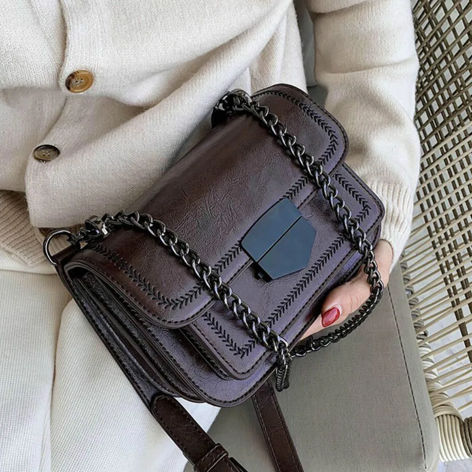 

Vintage Flap Crossbody bag 2021 Fashion New High quality PU Leather Women's Designer Handbag Chain Shoulder Messenger Bag
