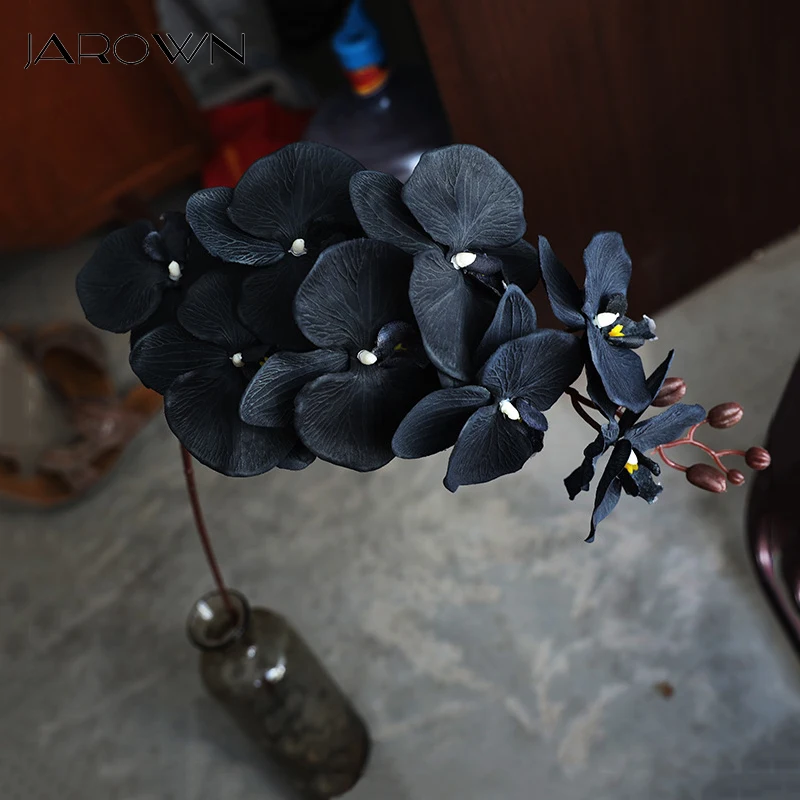 JAROWN Artificial Flower Black Butterfly Orchid Silk Phalaenopsis For Wedding Christmas Home Decoration Garden Potted Fake Plant
