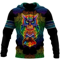 animal owl design 3d all over printed men hoodies sweatshirt unisex streetwear zip pullover casual jacket