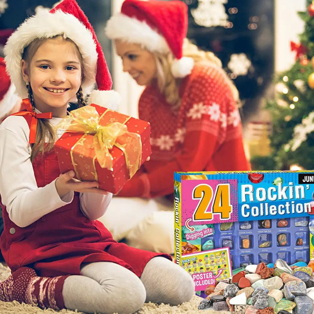 Advent Calendar Christmas 24 Days Countdown 24PCS Rock Mineral Kits Gift Educational Toys Festive Holiday Decor | Игрушки и хобби