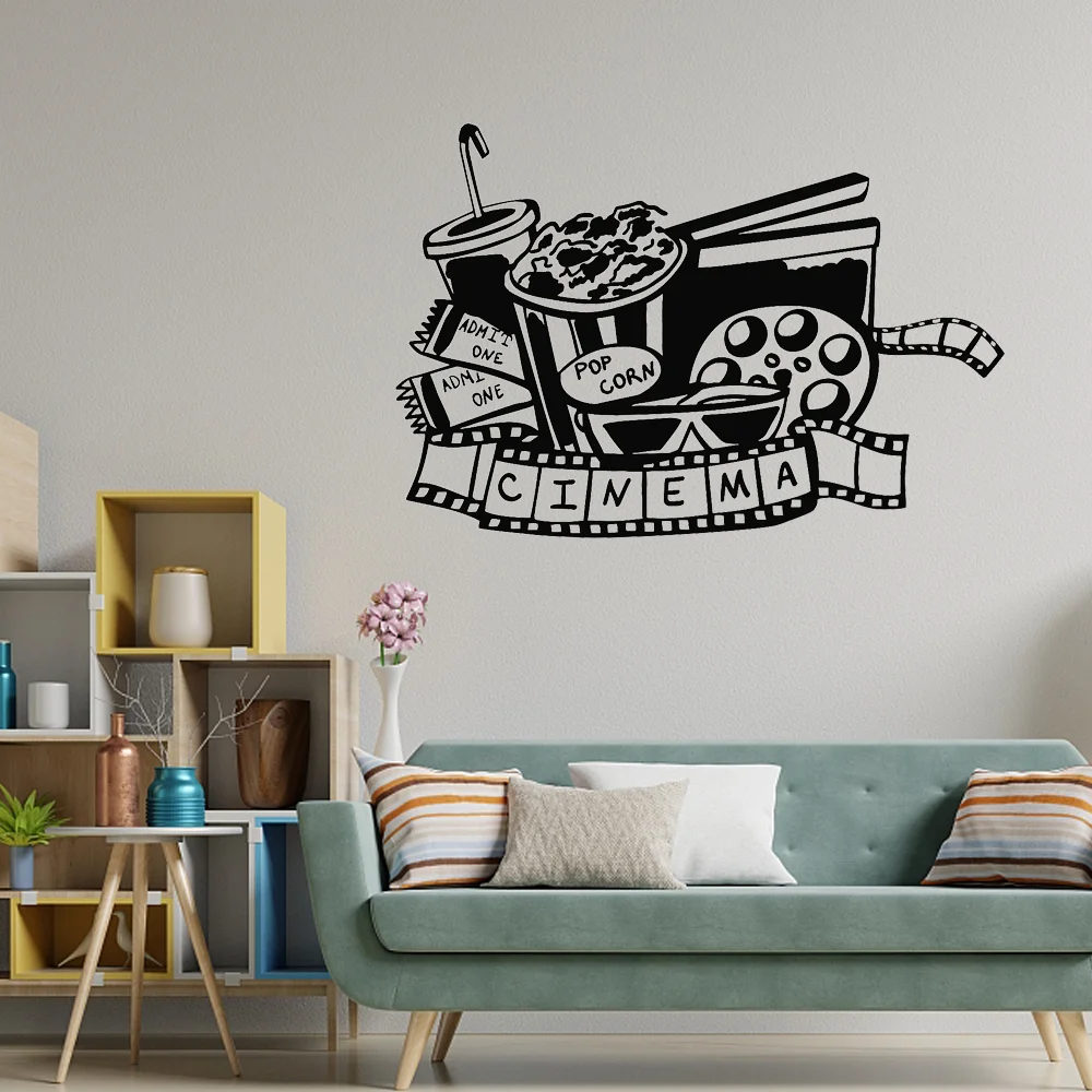 Виниловая наклейка для кинотеатра на стену декор фильмов и билетов комнатное