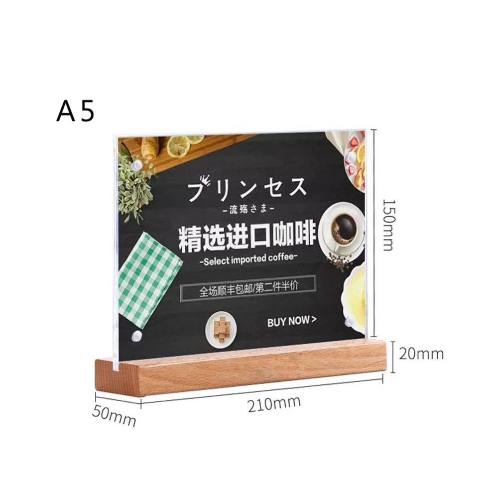 

A5 Menu Acrylic Sign Note Table Poster Price Tag Holder Display Stand For Store Restaurant Hotel