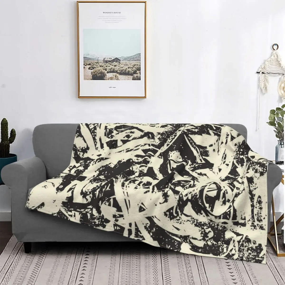 

Graffiti Color Plaid Blanket Cool Grid Modern Stitch Soft Breathable Coral Fleece Throw Blankets For Sofa Office