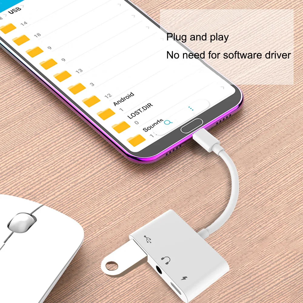 Переходник USBC с USB Type C на 3 5 мм разъем для наушников устройство чтения камеры OTG