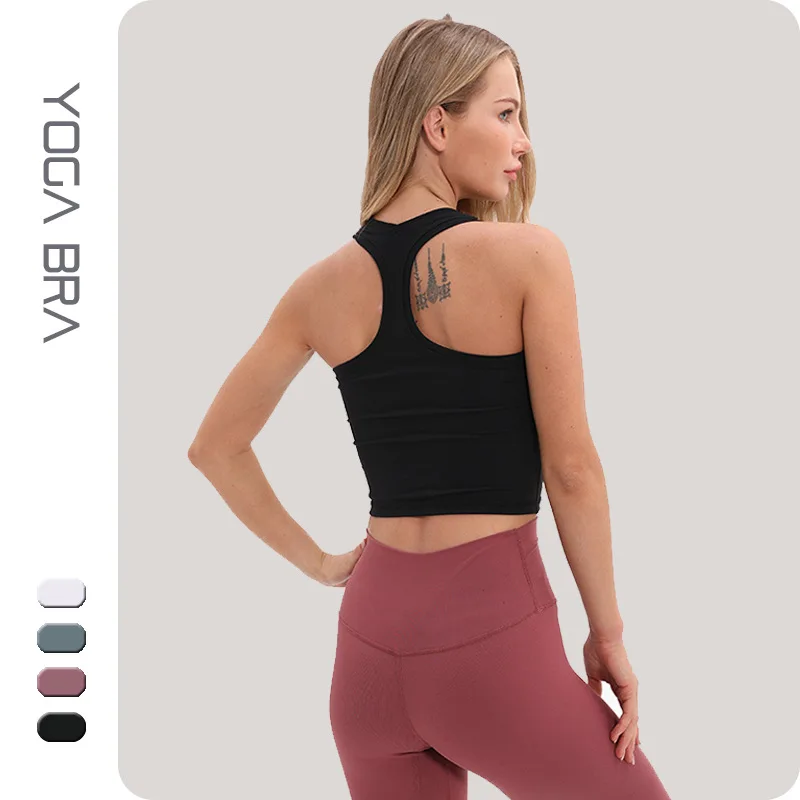 

Женская модель, Спортивная тренировочная майка Yomoriee для бега, сухая посадка, дышащий укороченный топ с эффектом пуш-ап, с лямкой на шее