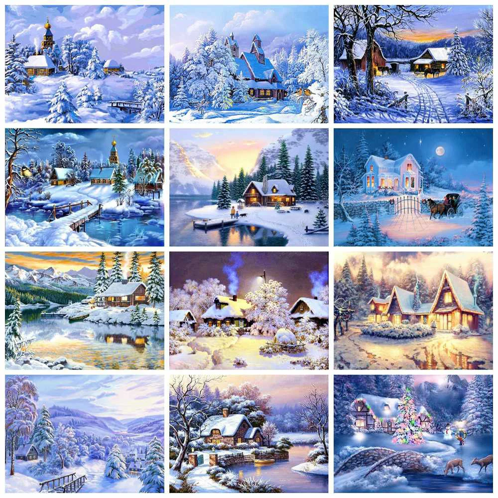 

Winter Landscape 5D Diamond Painting Full Drill Square Round DIY Diamond Art Embroidery Canvas Pictures For Home Decoration