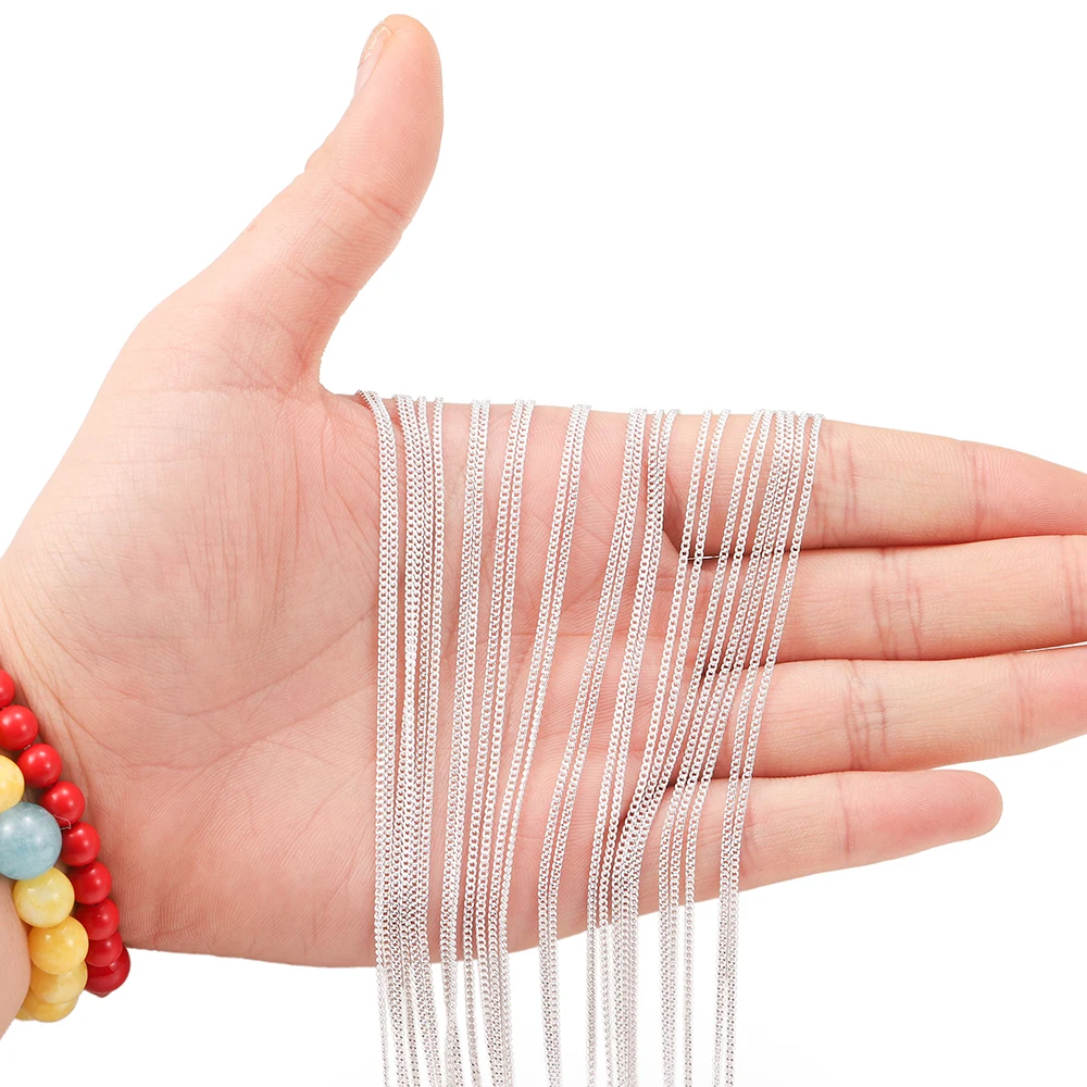 

12Pcs/Pack 45cm Gold Rhodium Charms Long Necklace Chains Pack With Lobster Clasp For DIY Jewelry Making Handmade Accessories